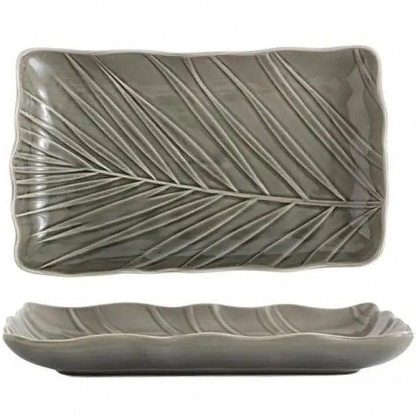 Блюдо для подачі Limited Edition Leaf Grey B010787 24.5х17 см сіре