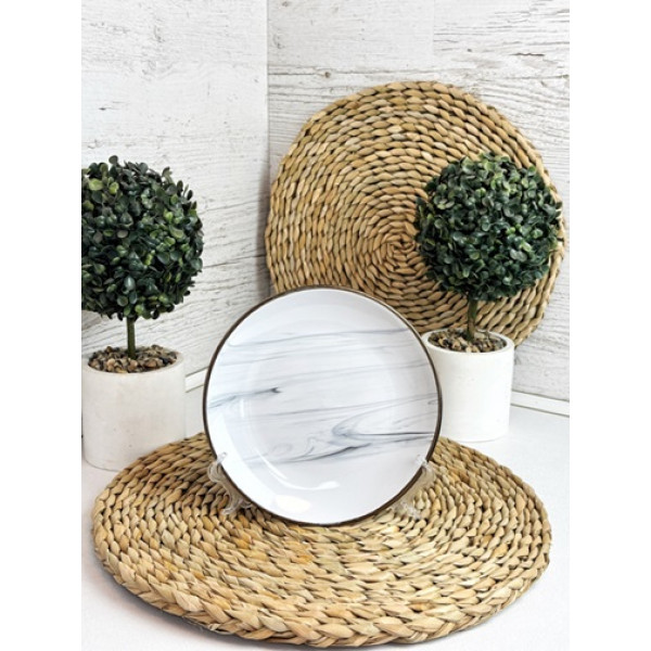 Тарілка десертна Intrendo Maritimo Golden rim white IN0019ANT 19 см сіра