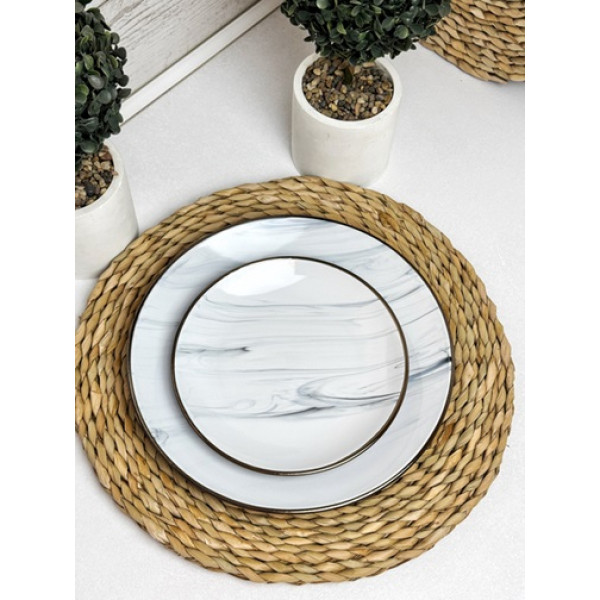Тарілка десертна Intrendo Maritimo Golden rim white IN0019ANT 19 см сіра