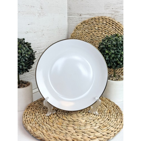 Тарілка обідня Intrendo Gasto Golden rim white IN0026ANT 26.5 см сіра