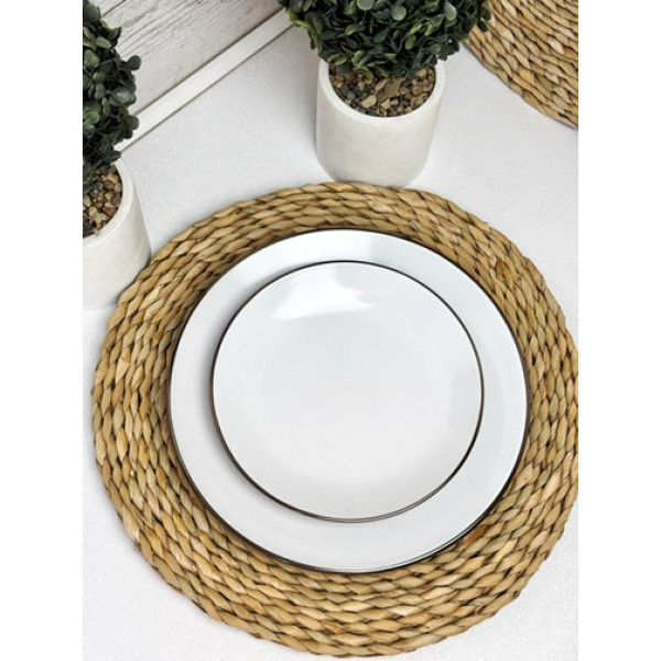 Тарілка обідня Intrendo Gasto Golden rim white IN0026ANT 26.5 см сіра