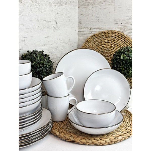 Тарілка обідня Intrendo Gasto Golden rim white IN0026ANT 26.5 см сіра