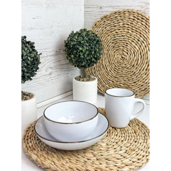 Тарілка супова Intrendo Gasto Golden rim white IN0020ANT 20 см сіра