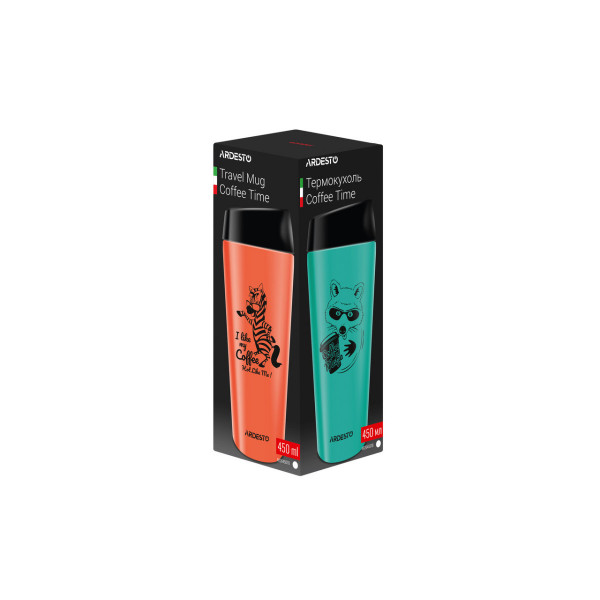 Термокружка Ardesto Сoffee Time AR-2645-DTB 450 мл блакитна