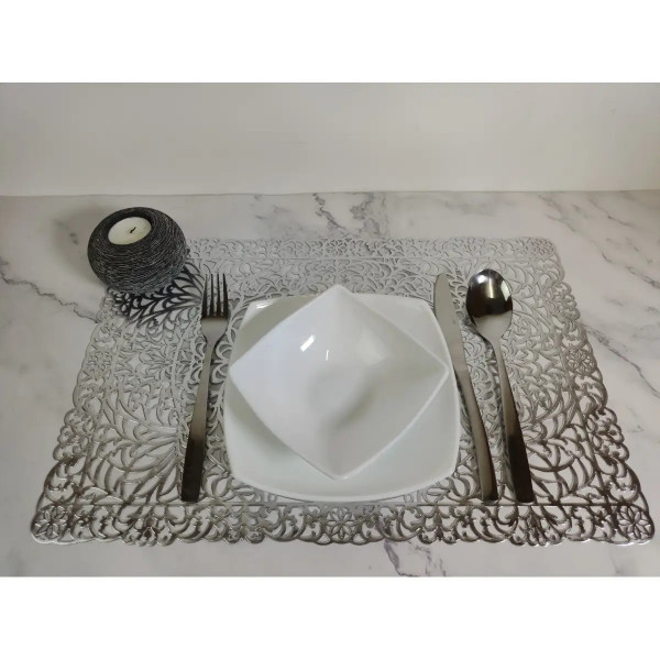Килимок для сервірування столу Versailles Мереживо VS-PM3045-43 45х30 см сріблястий
