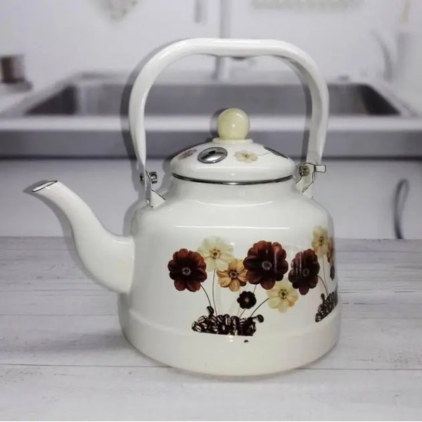 Чайник на плиту Edenberg Квіти EB-3355-Flower-White 1.7 л білий