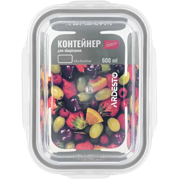 Контейнер харчовий з кришкою прямокутний Ardesto Gemini AR1260BRC 600 мл