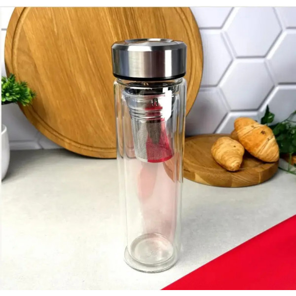 Термос скляний з подвійною стінкою Kamille KM9021 450 мл