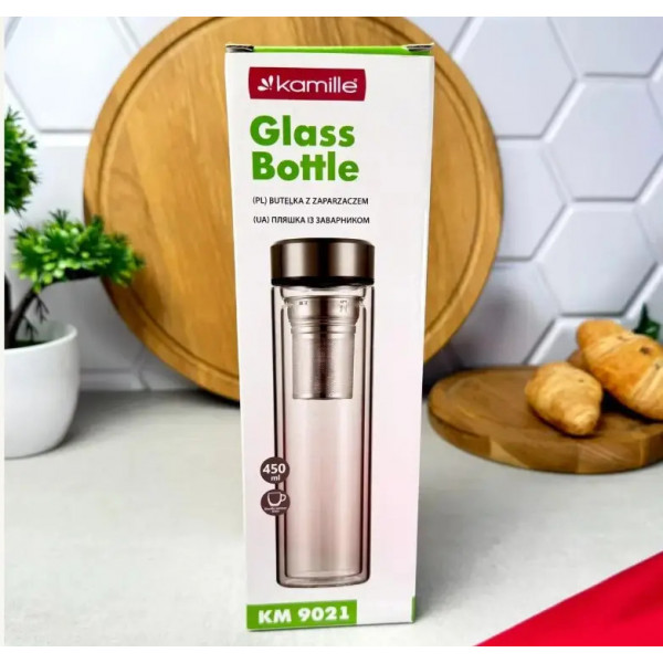 Термос скляний з подвійною стінкою Kamille KM9021 450 мл