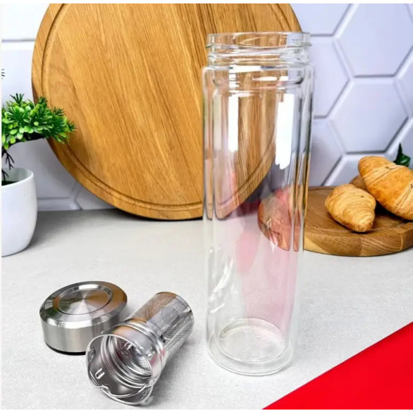 Термос скляний з подвійною стінкою Kamille KM9021 450 мл