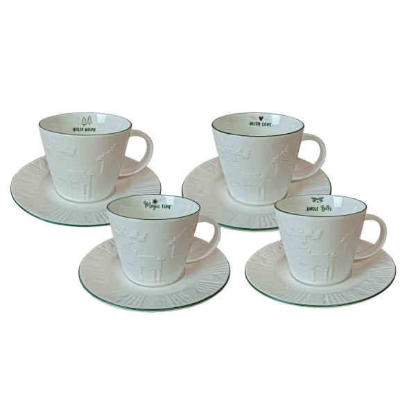 Кружка с блюдцем Vittora Снежная вышиванка VT-C-324240 240 мл