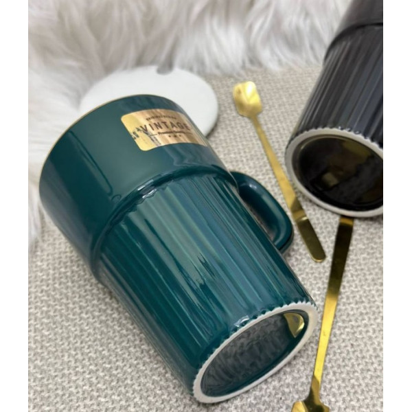 Кружка з кришкою та ложкою OLens Вінтажна O8030-234 350 мл