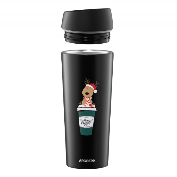 Термочашка Ardesto Сoffee Time Reindeer AR2645RN 450 мл чорна Термочашка Ardesto Сoffee Time Reindeer AR2645RN 450 мл чорна