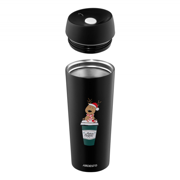 Термочашка Ardesto Сoffee Time Reindeer AR2645RN 450 мл чорна Термочашка Ardesto Сoffee Time Reindeer AR2645RN 450 мл чорна