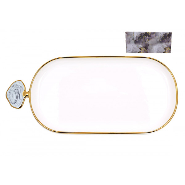 Блюдо Bona Di Gold Line 805-733 25.5х11.5х2.5 см біле