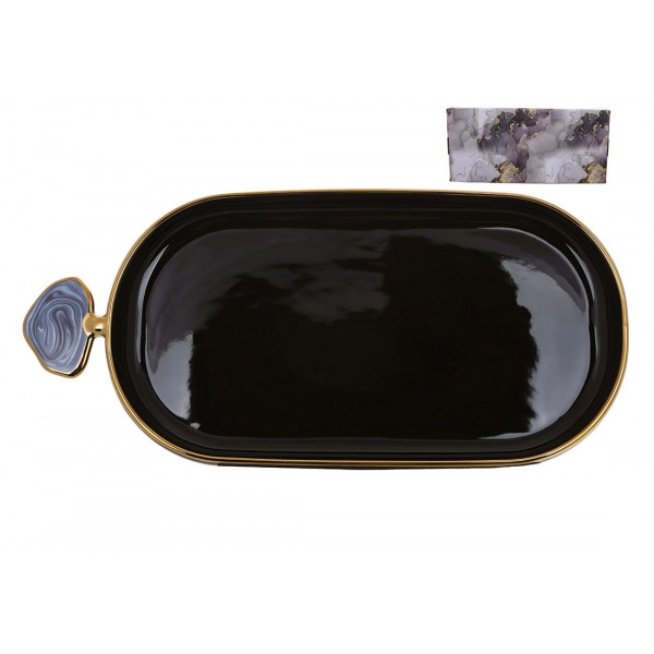 Блюдо Bona Di Gold Line 805-739 30.5х14х2.5 см чорне