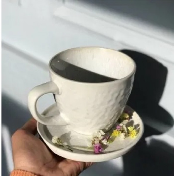 Чашка OLens Уайт стоун JM1537W 400 мл сіра