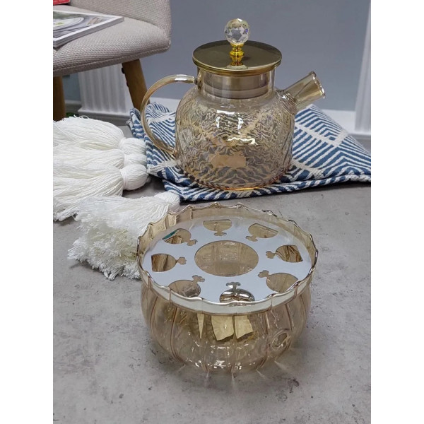 Підставка з підігрівом свічки для чайника для заварювання Olens Золотий бутон 102-498 12х7.5 см золотиста