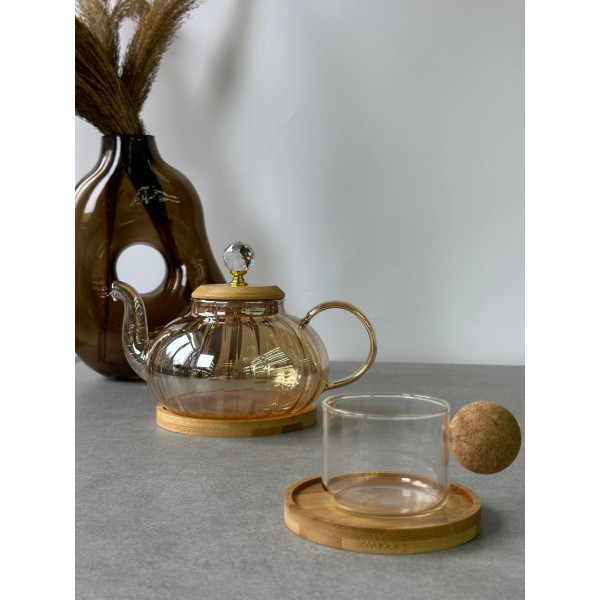 Заварник на підставці Olens Помпкін 102-1186 600 мл янтарний