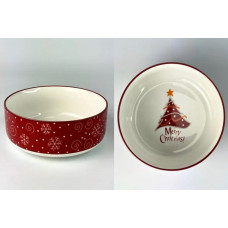 Салатник OLens Різдвяна ялинка 102-1811 15х6.5 см 700 мл червоний