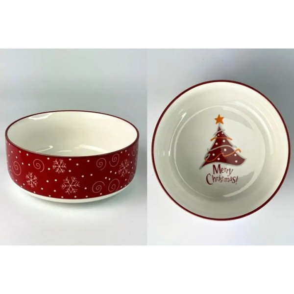 Салатник OLens Різдвяна ялинка 102-1811 15х6.5 см 700 мл червоний