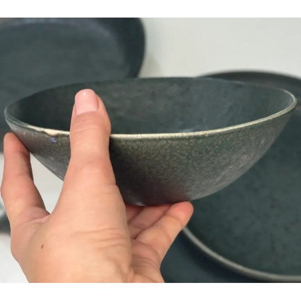 Салатник OLens Шайні-дот 101-0411 18х5.5 см 650 мл сірий