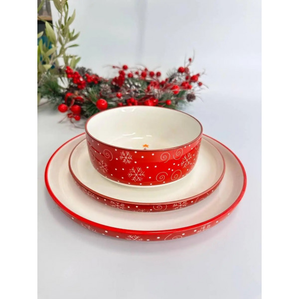 Тарілка десертна Olens Різдвяна ялинка 102-1812 21 см червона