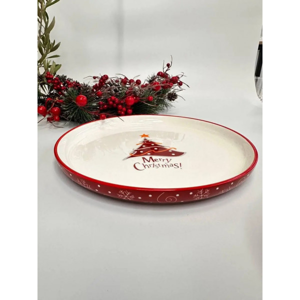 Тарілка десертна Olens Різдвяна ялинка 102-1812 21 см червона