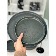 Тарілка десертна Olens Шайні-дот 101-0410 21х2.5 см чорна