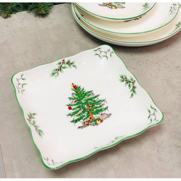 Тарілка квадртана Olens Біла зима 102-552 20 см біла