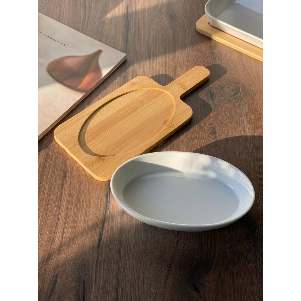 Тарілка на підставці овальна Olens Біла 102-1195 19х12х3.5 см біла