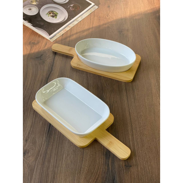 Тарілка на підставці овальна Olens Біла 102-1195 19х12х3.5 см біла