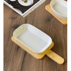 Тарілка на підставці прямокутна Olens Біла 102-1196 19.5х12х3 см біла