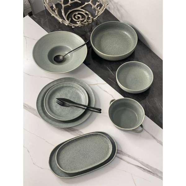 Тарілка овальна Olens Конкрето 101-0423 16.7х29 см сіра