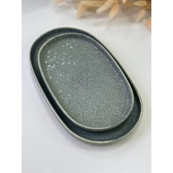 Тарілка овальна Olens Конкрето 101-0424 14.3х23.5 см сіра