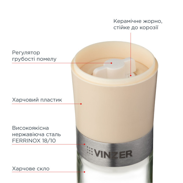 Млин для перцю VINZER VZ-50596 5.8х5.8х14.5 см