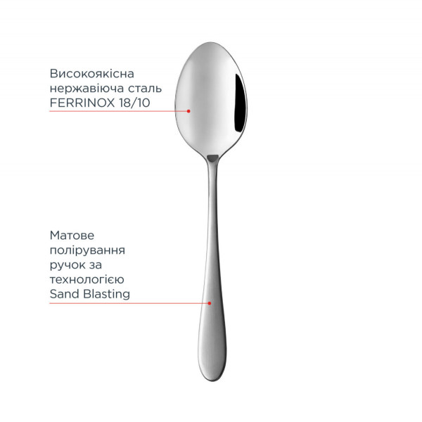 Набір столових ложок Vinzer VZ-50345 4.1х20 см 2 сріблясті