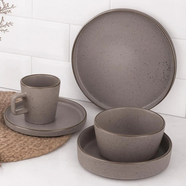 Тарілка обідня Ardesto Fasano AR0426GB 26 см сіра з коричневим