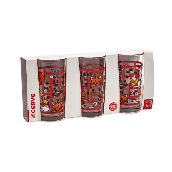 Набір високих склянок Cerve Веселі коти d24770 250 мл 3 шт