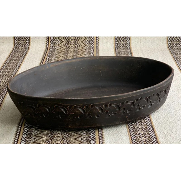 Блюдо глибоке під холодець Кераміка Слов'янська Декор НФ-00000034 25 см коричневе