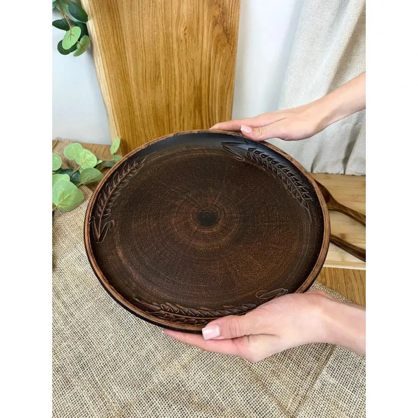 Блюдо для піци Кераміка Слов'янська Колос НФ-00000014 30 см коричневе