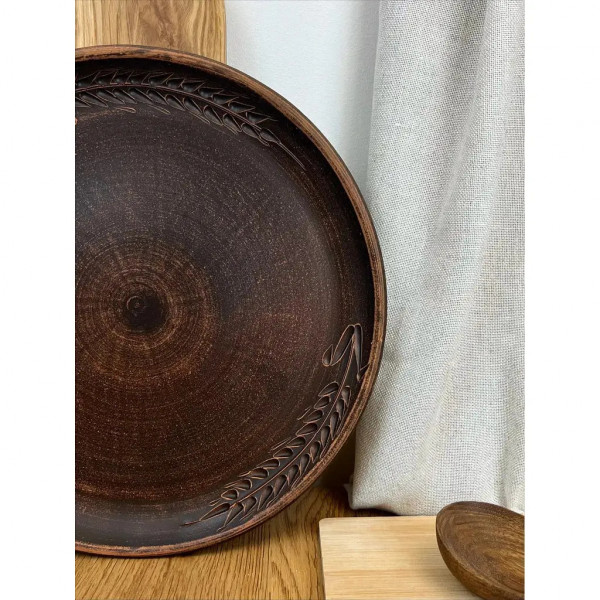 Блюдо для піци Кераміка Слов'янська Колос НФ-00000014 30 см коричневе