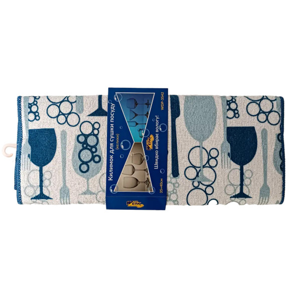 Килимок для сушіння посуду Werk WDP-3542 35х40 см білий із синім