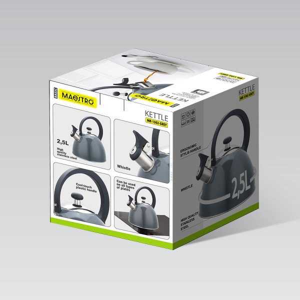 Чайник із свистком Maestro MR-1302-GREY 2.5 л сірий