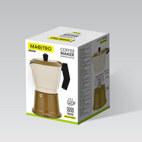 Кавоварка гейзерна Maestro МR-1657-6 Beige 300 мл 6 чашок бежева