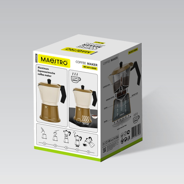 Кавоварка гейзерна Maestro МR-1657-6 Beige 300 мл 6 чашок бежева