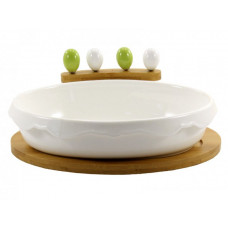 Блюдо на бамбуковій підставці Interos PJ02547-90774 24 см
