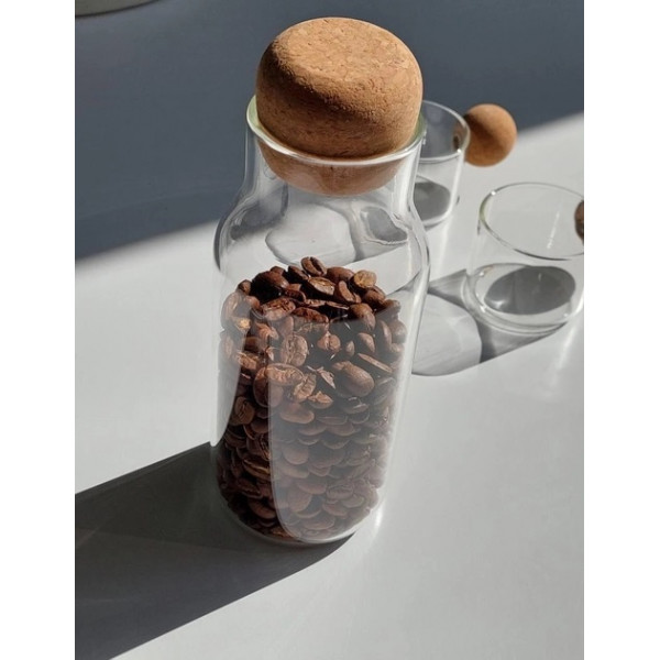 Пляшка із пробковою кришкою для зберігання Olens Cork 102-355 650 мл прозора