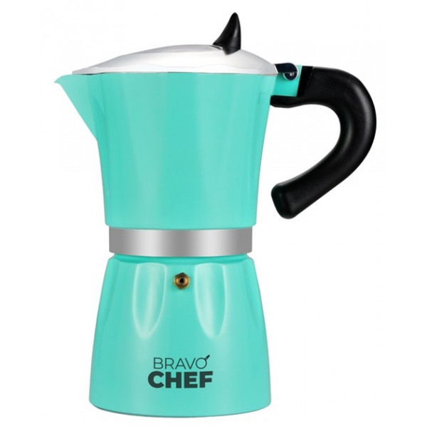 Кавоварка гейзерна Bravo Chef BC-12100-6 300 мл 6 чашок бірюзова
