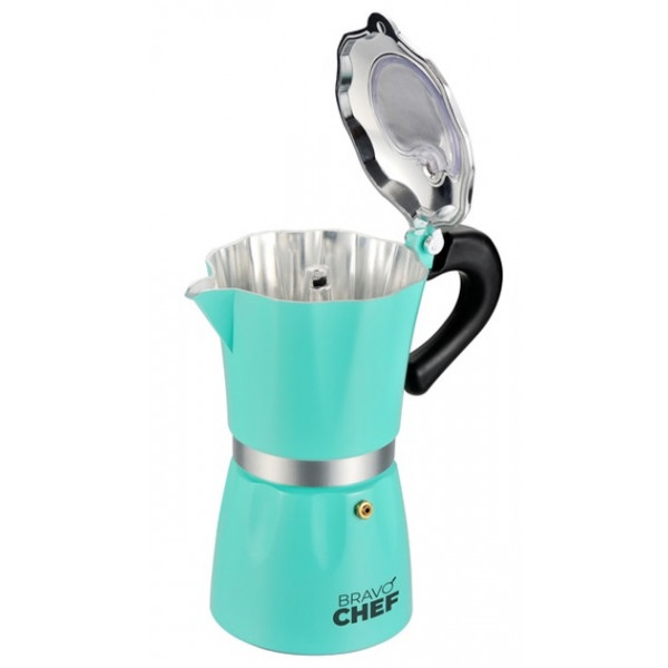 Кавоварка гейзерна Bravo Chef BC-12100-6 300 мл 6 чашок бірюзова